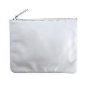Monogrammed Leather Zipper Travel Pouch