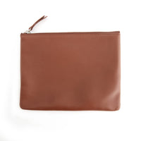 Monogrammed Leather Zipper Travel Pouch
