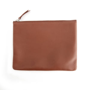 Monogrammed Leather Zipper Travel Pouch