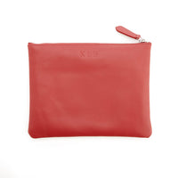 Monogrammed Leather Zipper Travel Pouch
