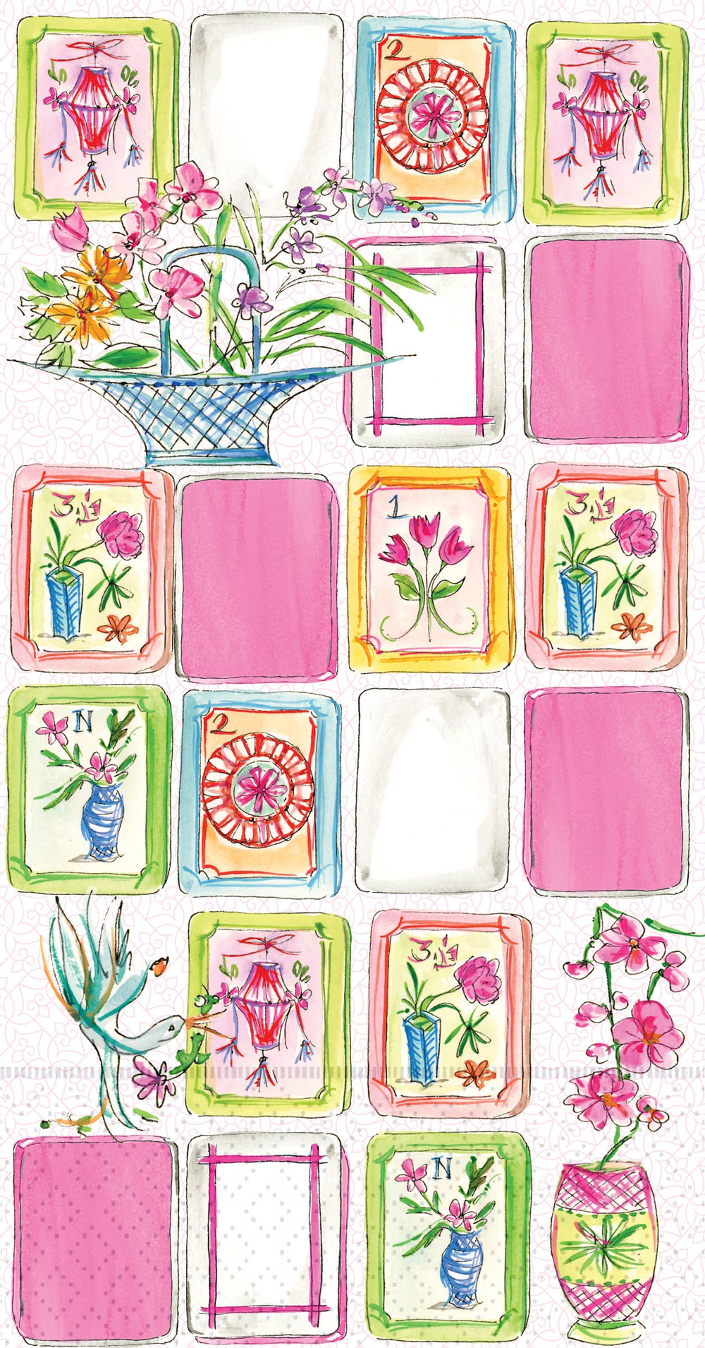 Rosanne Beck Mahjong Pink Paper Guest Towels