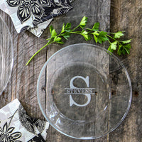 Monogrammed Clear Round Buffet Glass Plates (Set of 4)
