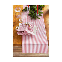 Red White Ticking Stripe Cotton Table Runner
