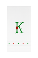 Monogrammed Red & Green Swiss Dot Guest Towels
