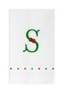 Monogrammed Red & Green Swiss Dot Guest Towels
