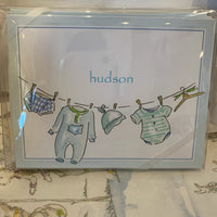 Handpainted Baby Clothesline Folded Note
