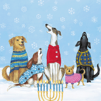 Dogs Around the Menorah Hanukkah Card