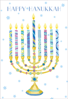 Menorah and Stars Hanukkah Card
