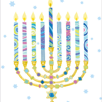 Menorah and Stars Hanukkah Card