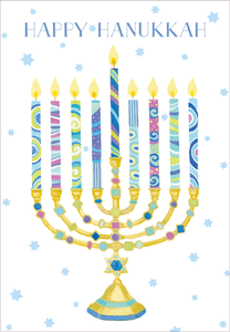 Menorah and Stars Hanukkah Card