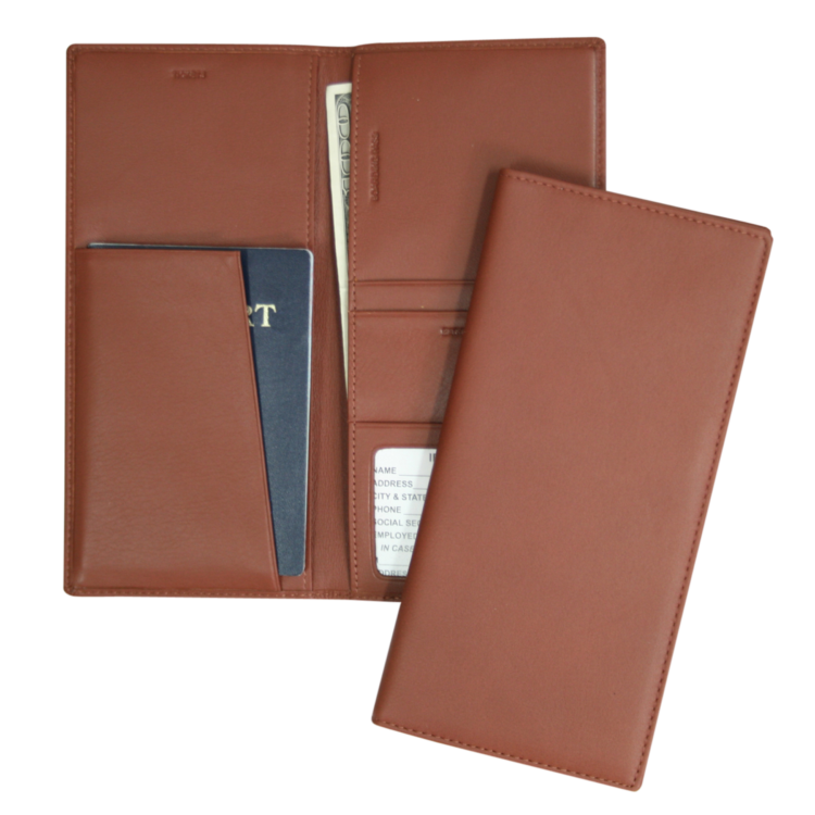 Monogrammed Leather RFID Blocking Passport Ticket Holder