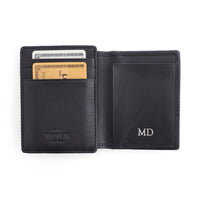 Monogrammed Saffiano Leather Money Clip ID Wallet
