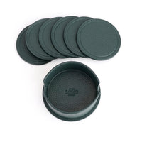6 Round Coasters in Leather Holder
