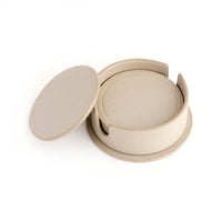 6 Round Coasters in Leather Holder
