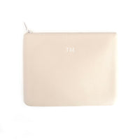Monogrammed Leather Zipper Travel Pouch

