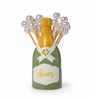 Champagne Bottle Pearl Cocktail Pick Holder

