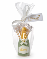 Champagne Bottle Pearl Cocktail Pick Holder
