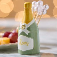 Champagne Bottle Pearl Cocktail Pick Holder
