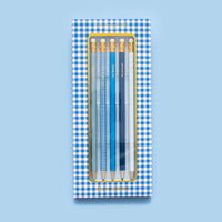 Blue Gingham Pencil Set