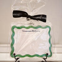 Holiday Green Scallop Edge Flat Note Cards