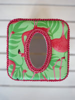 Green & Hot Pink Flamingo Wastebasket
