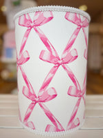 Pink & White Bow Waste Basket and Tissue Set
