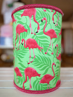 Green & Hot Pink Flamingo Wastebasket
