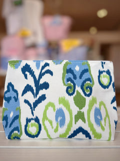 Ikat Blue & Green Cosmetic Bag