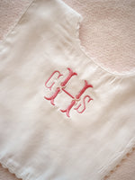 Monogrammed White Ric Rac Bib
