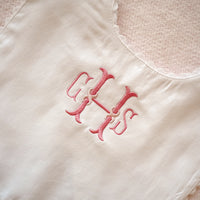 Monogrammed White Ric Rac Bib