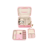 Pink Lizard Debossed Leather Jewelry Box