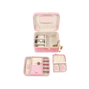 Pink Lizard Debossed Leather Jewelry Box