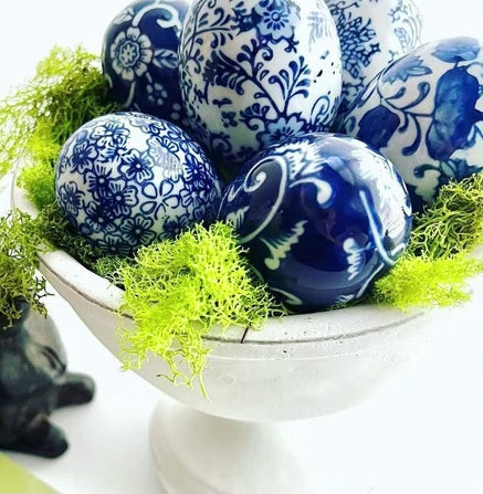 Blue and White Handpainted Easter Eggs