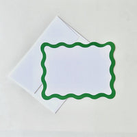 Holiday Green Scallop Edge Flat Note Cards

