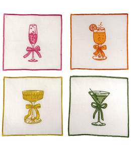 Cheers Embroidered Cocktail Napkins