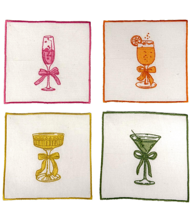 Cheers Embroidered Cocktail Napkins