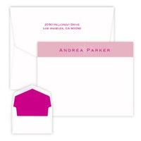 Pink Scroll Delicate Raised Ink Flat Correspondence Cards
