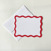 Red Scallop Edge Flat Note Cards
