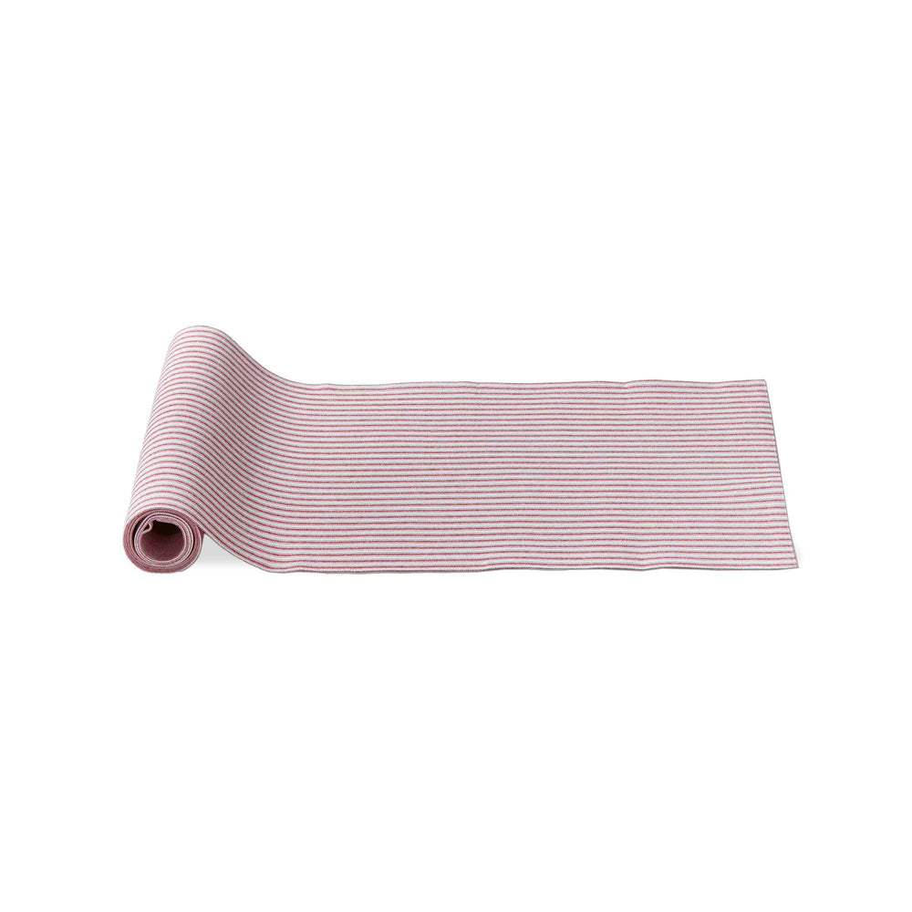 Red White Ticking Stripe Cotton Table Runner
