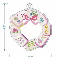 Mahjong Tile Wreath Watercolor Acrylic Ornament