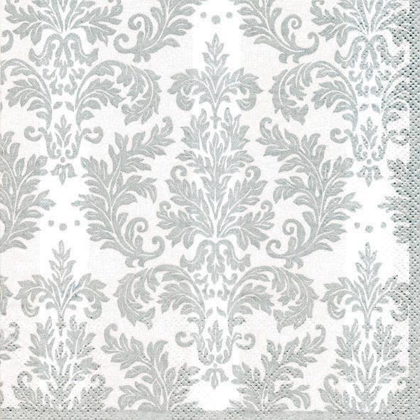 Silver Jacquard Cocktail Napkins