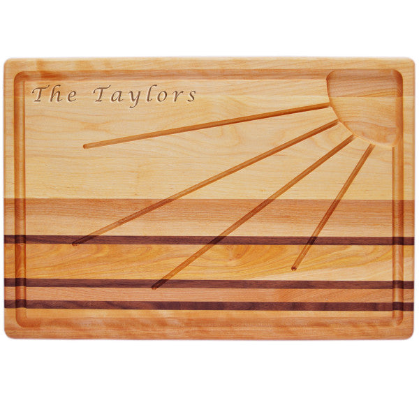 Monogrammed Sunburst Wood Cutting Board