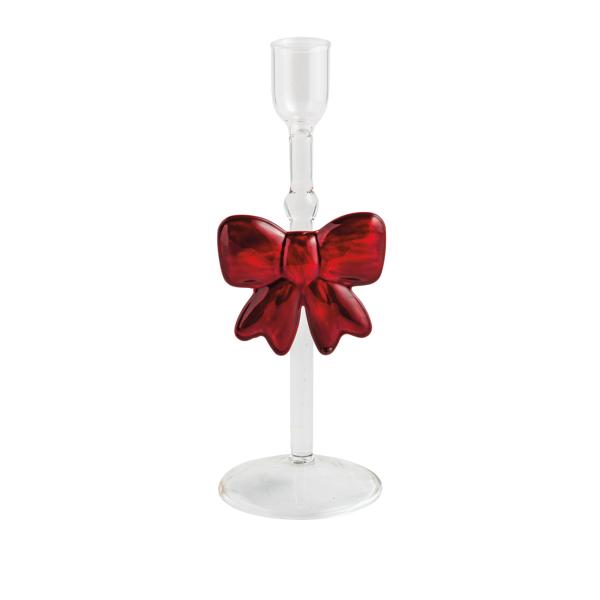Glass Christmas Taper Holder