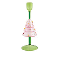 Glass Christmas Taper Holder
