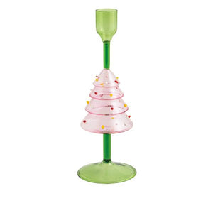 Glass Christmas Taper Holder