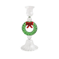 Glass Christmas Taper Holder
