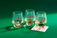 Christmas Icons Stemless Wine Glasses
