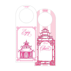 Pink Pagoda Bar Cart Wine Tags