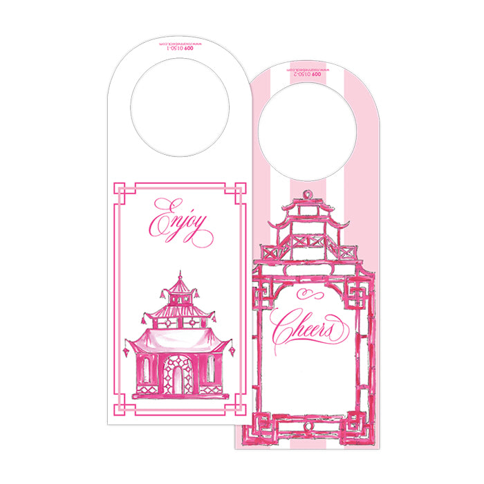 Pink Pagoda Bar Cart Wine Tags