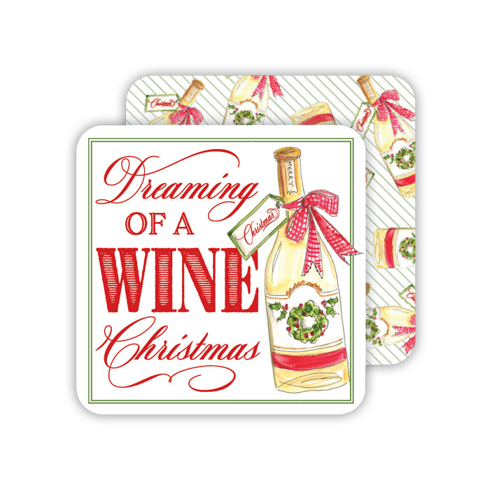 Dreaming of a Wine Christmas Paper Coasters
